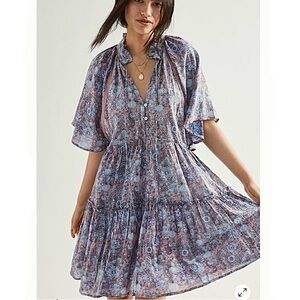 NEW Kinga Csilla Crystal Anthropologie tiered floral dress